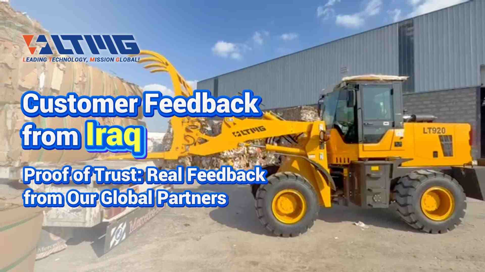 Carregador LT920 com garra no Iraque – Manuseio de resíduos com facilidade