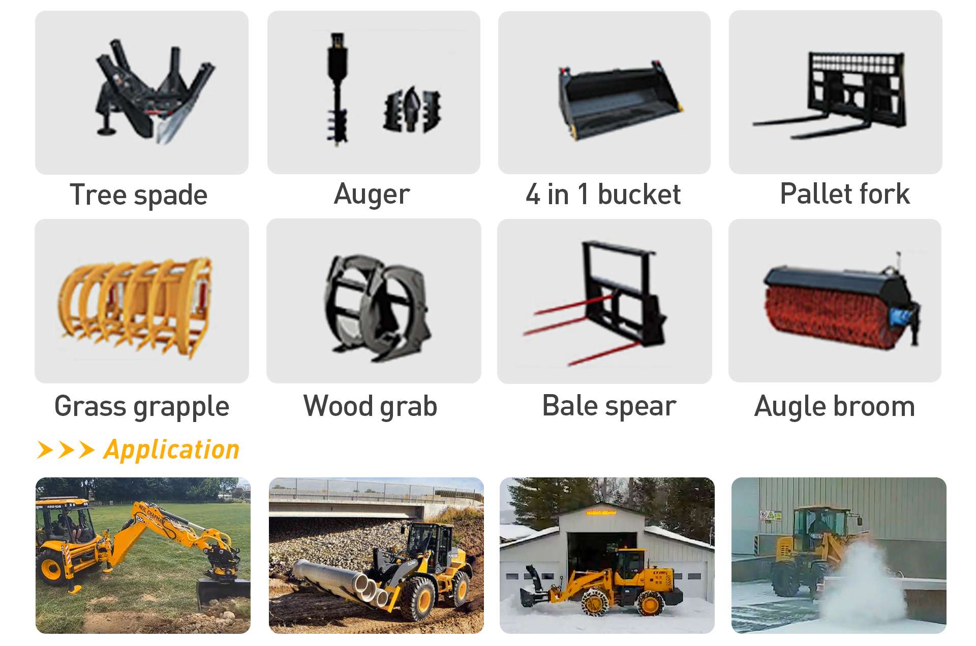 attchments for backhoe loader