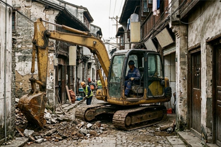 Urban Old Building Demolition